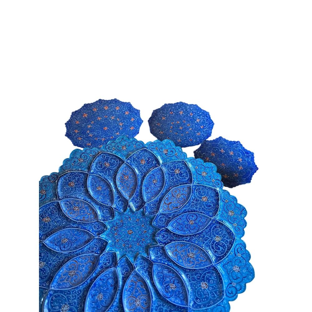 decorative copper plates featuring intricate Minakari (Persian